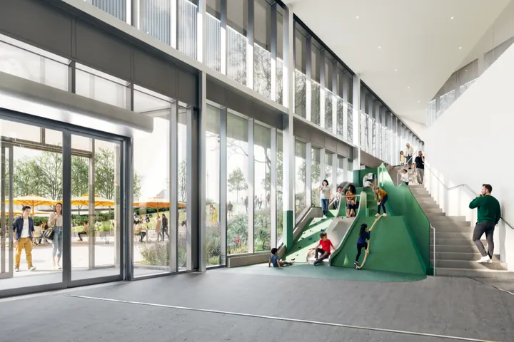 Stairs + play: The main stair doubles as a climbing and play surface for kids. (City of Coquitlam rendering)