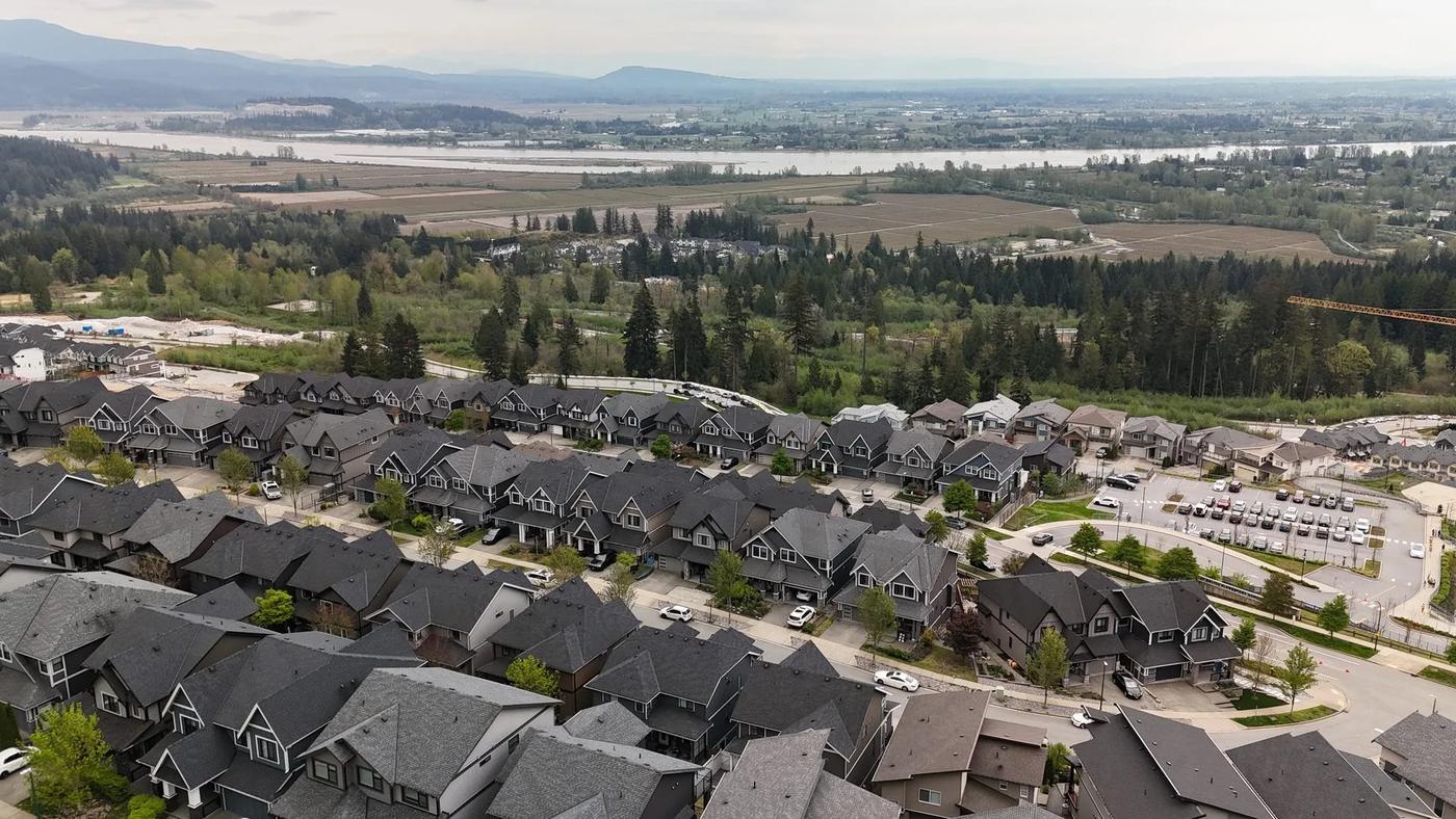 Burke Mountain aerial &mdash; Coquitlam's newest detached corridor with SD43 family demand