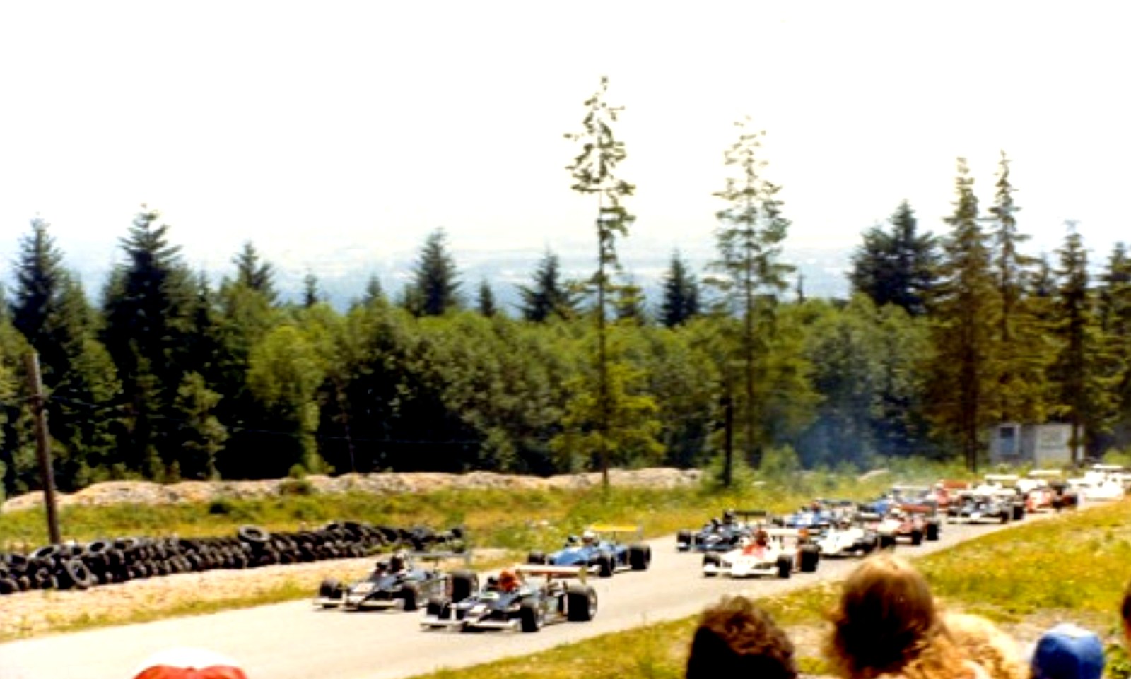 Formula cars cresting the elevation rise at Westwood Motorsports Park before the Deer's Leap section, where cars genuinely went airborne.