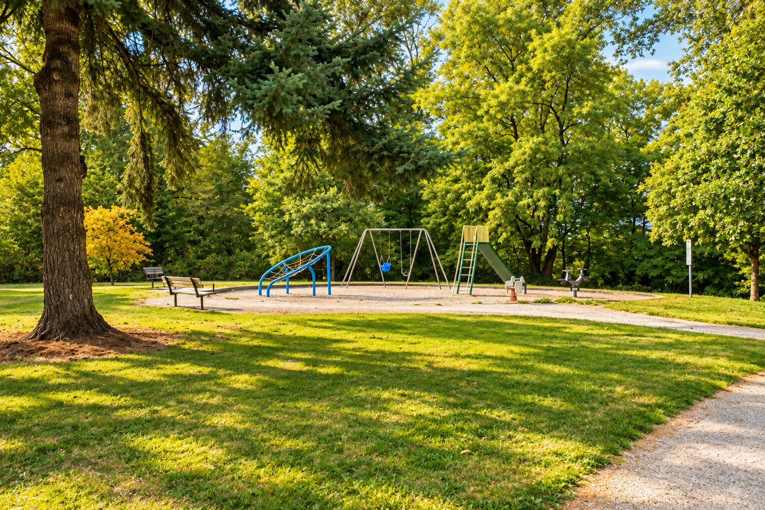 Playground and grass field at Poplar Park, across 111 Avenue from 13090 111 Avenue, North Surrey